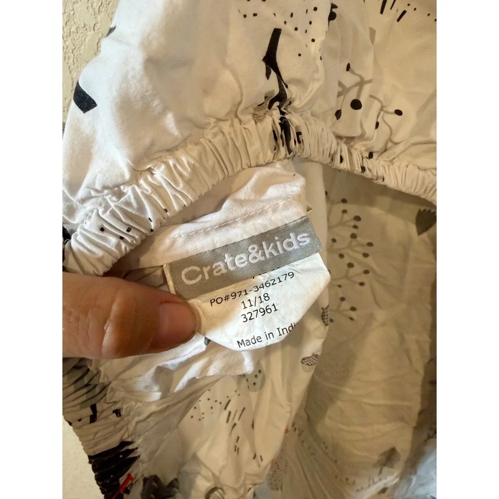 Lot of 2 Crate & Barrel Kids Organic Cotton‎ Crib Sheets Woodland Animal Forest
